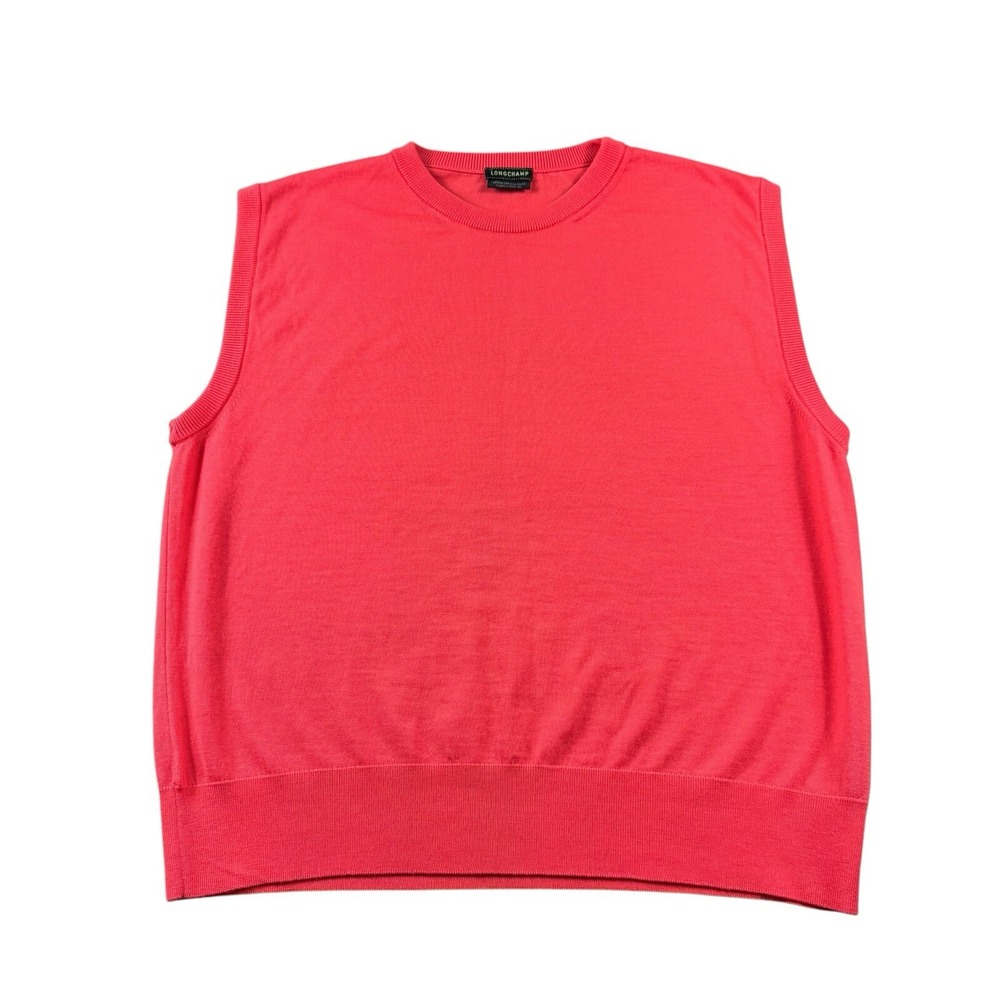 Longchamp Salmon Pure Merino Wool Mens Sweater Vest Size XL 68059 LAI 218 PE24